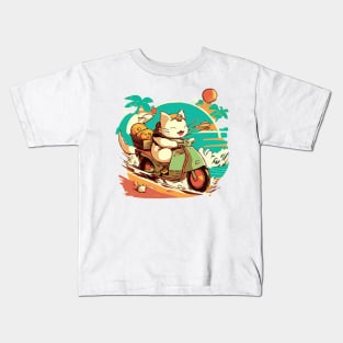 Japanese kitty cruisin in Kona Kids T-Shirt